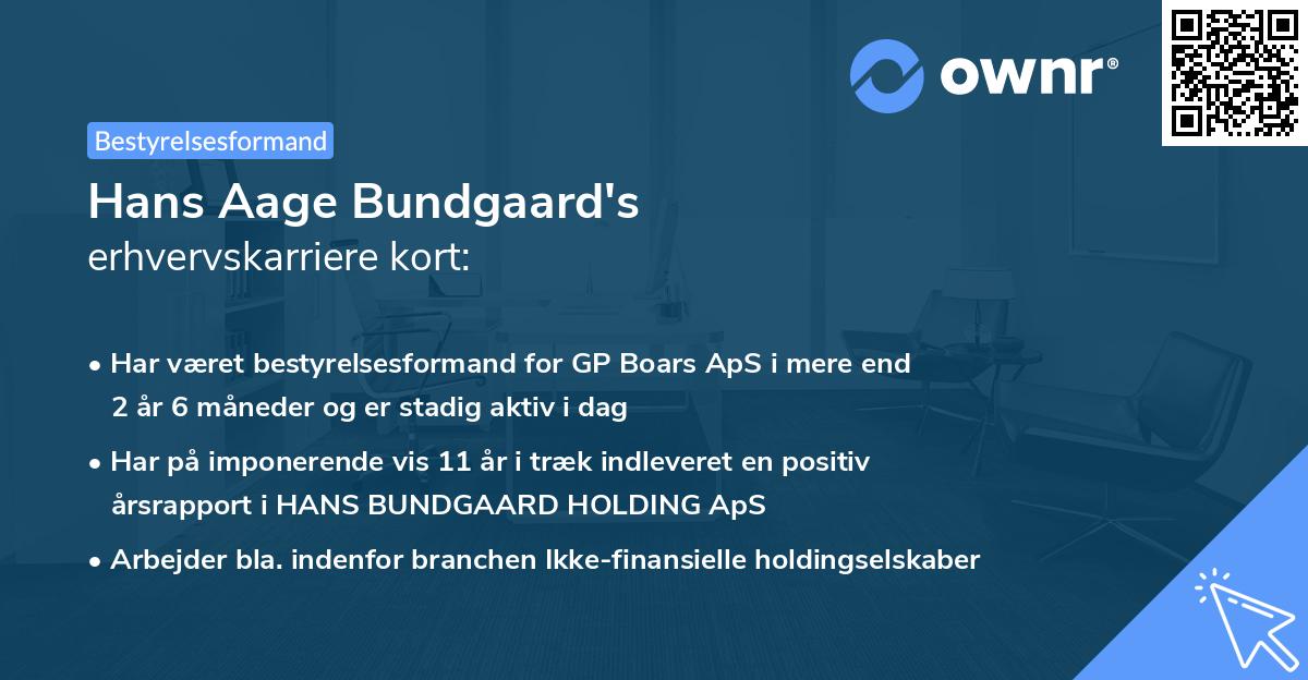 Hans Aage Bundgaard's erhvervskarriere kort