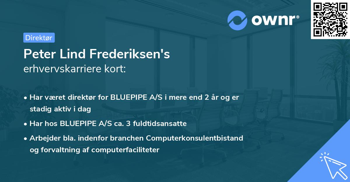 Peter Lind Frederiksen's erhvervskarriere kort