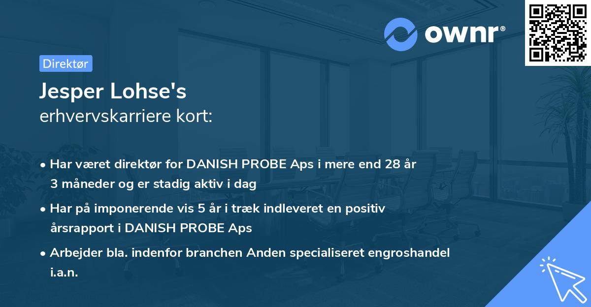 Jesper Lohse's erhvervskarriere kort
