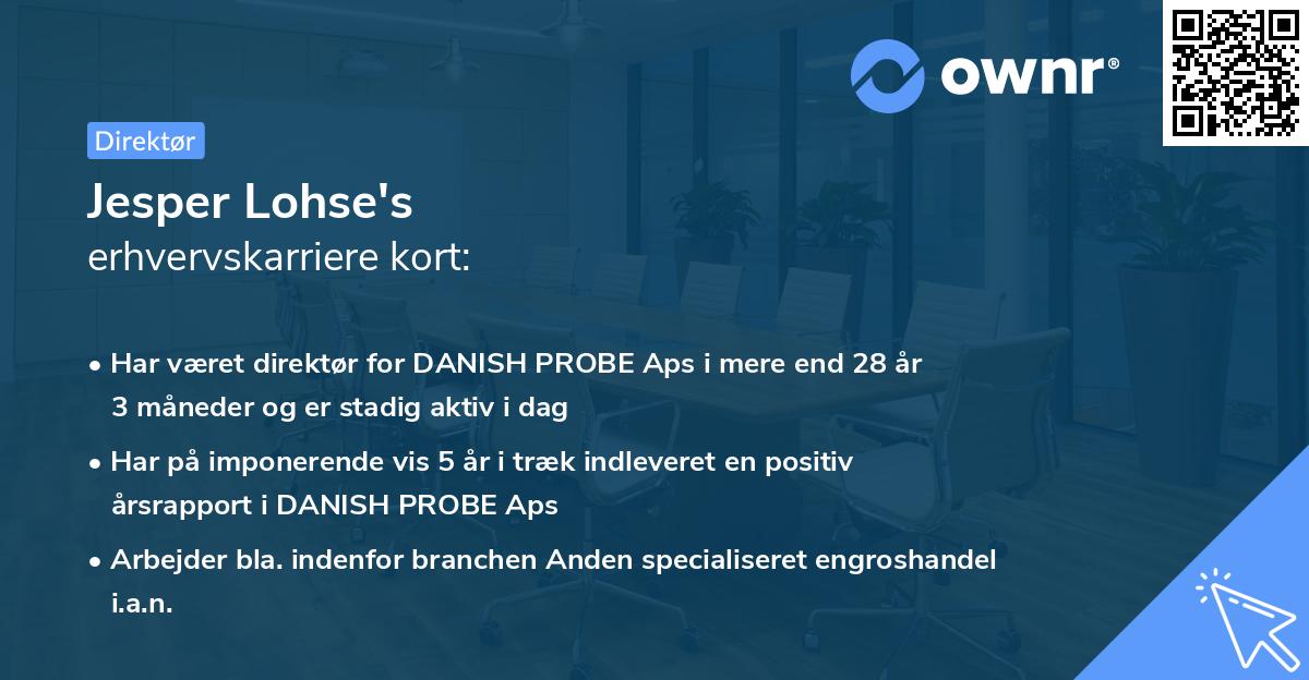 Jesper Lohse's erhvervskarriere kort