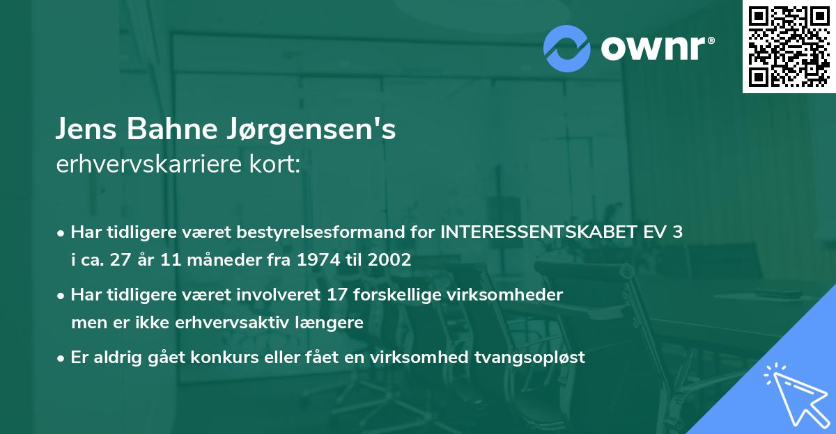 Jens Bahne Jørgensen's erhvervskarriere kort