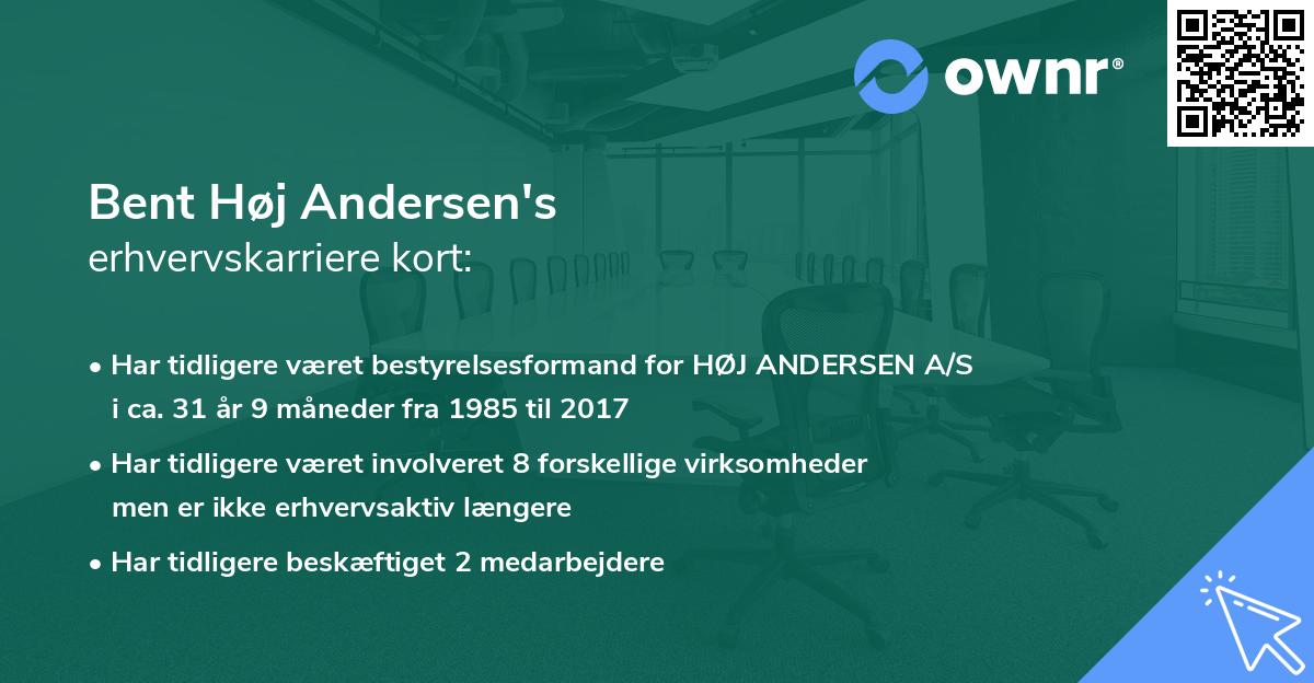 Bent Høj Andersen's erhvervskarriere kort