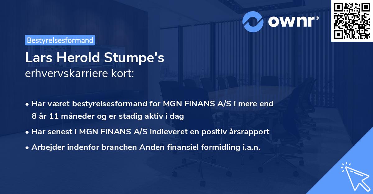 Lars Herold Stumpe's erhvervskarriere kort