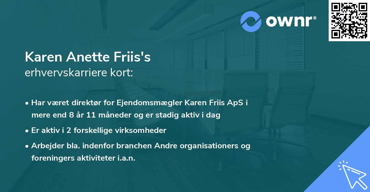 Karen Anette Friis's erhvervskarriere kort