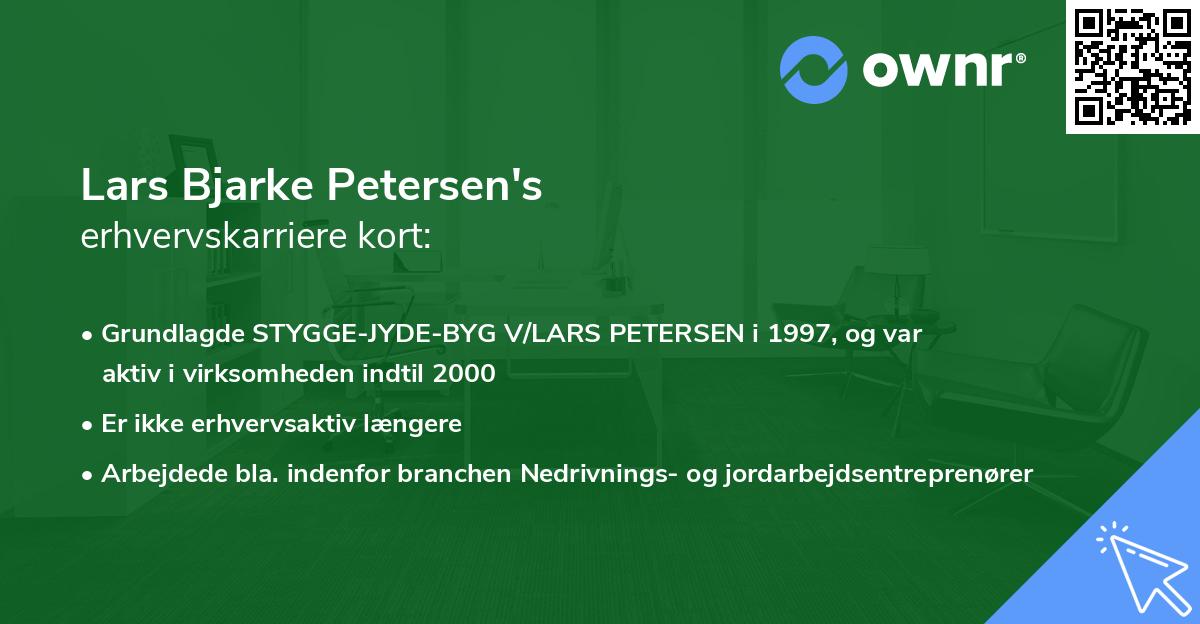 Lars Bjarke Petersen's erhvervskarriere kort