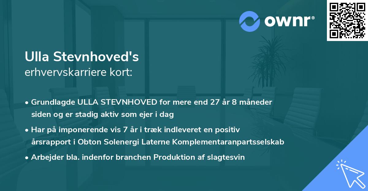 Ulla Stevnhoved's erhvervskarriere kort