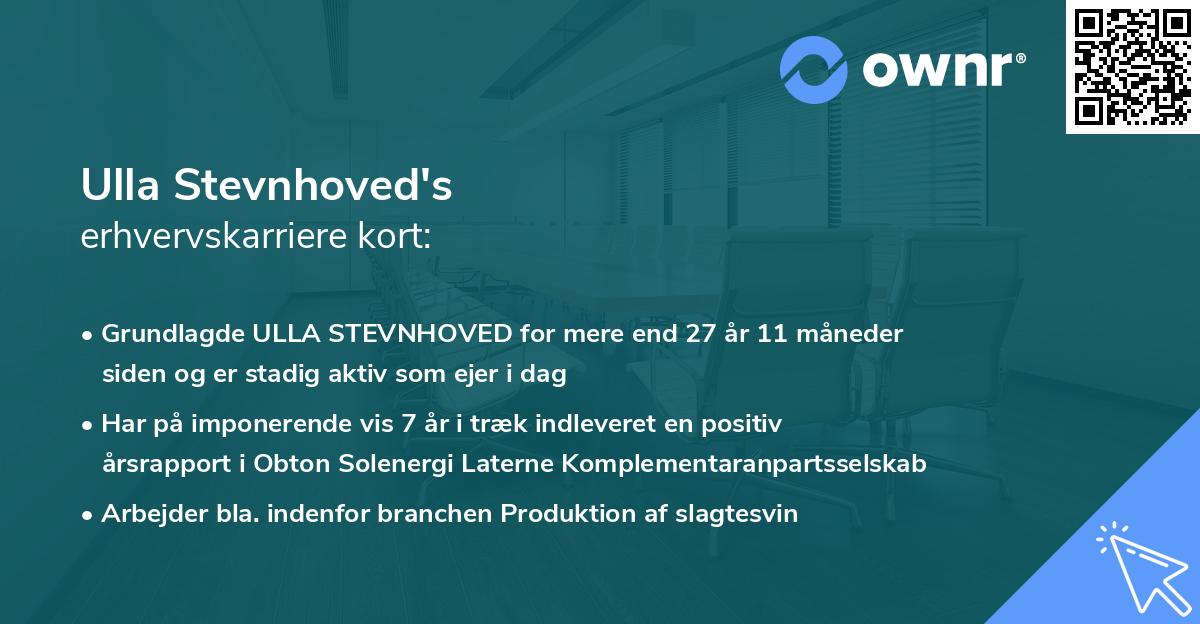 Ulla Stevnhoved's erhvervskarriere kort