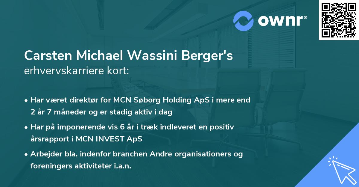 Carsten Michael Wassini Berger's erhvervskarriere kort