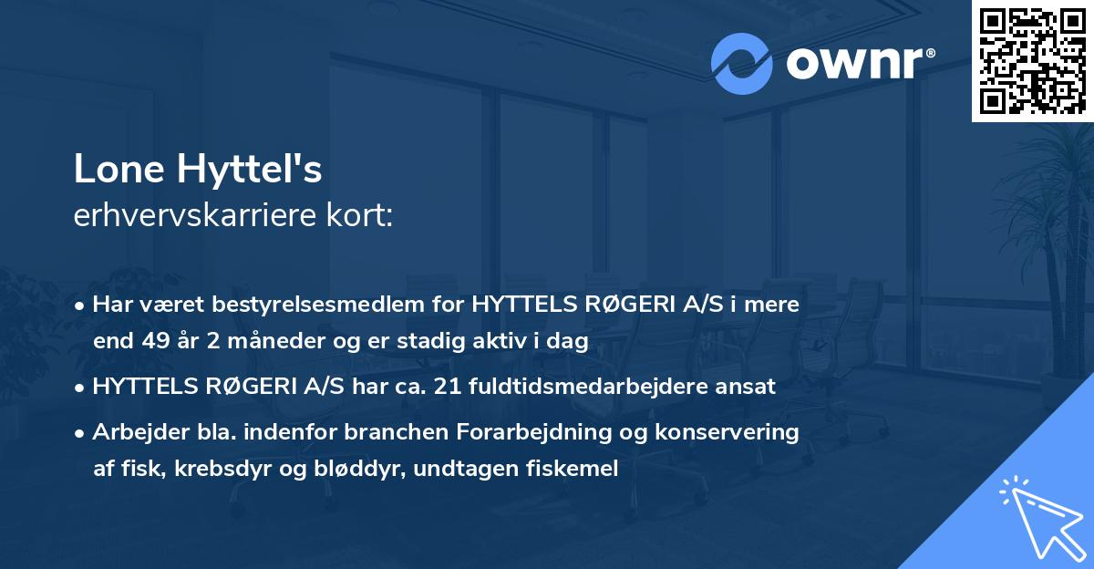 Lone Hyttel's erhvervskarriere kort