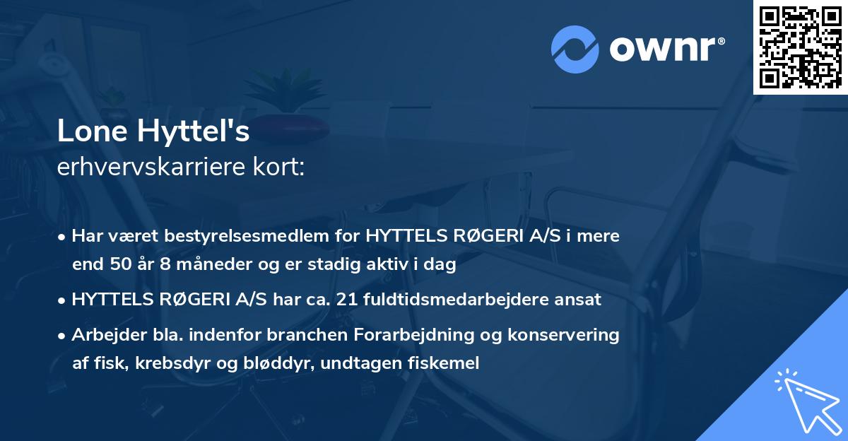Lone Hyttel's erhvervskarriere kort