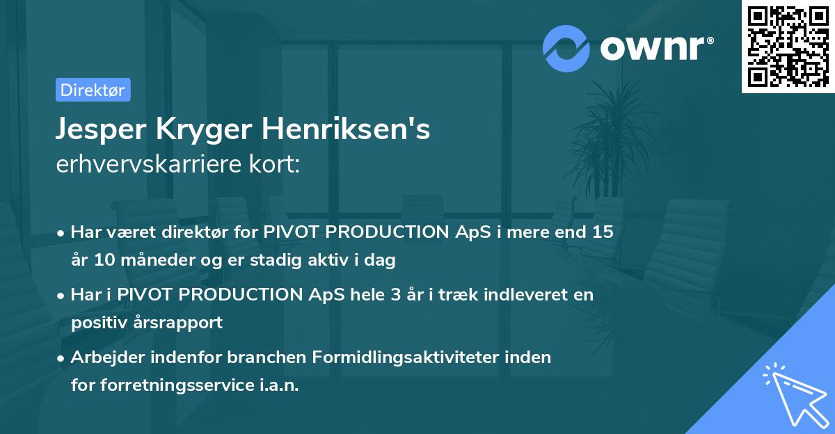 Jesper Kryger Henriksen's erhvervskarriere kort