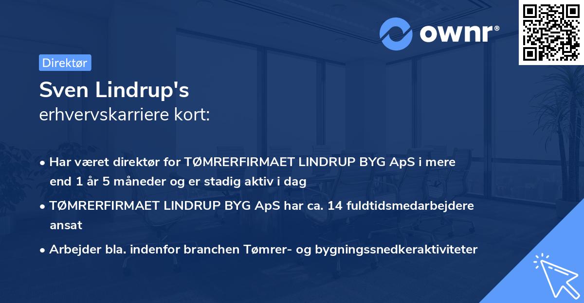 Sven Lindrup's erhvervskarriere kort