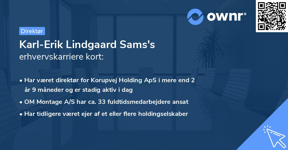 Karl-Erik Lindgaard Sams's erhvervskarriere kort