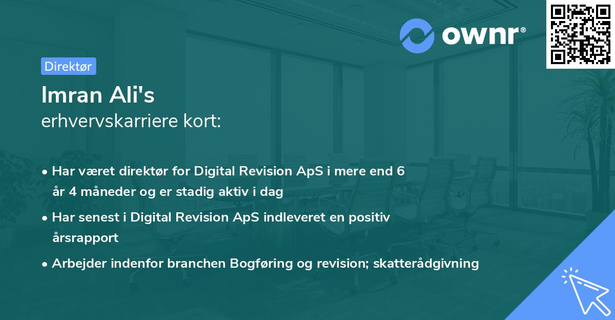 Imran Ali's erhvervskarriere kort