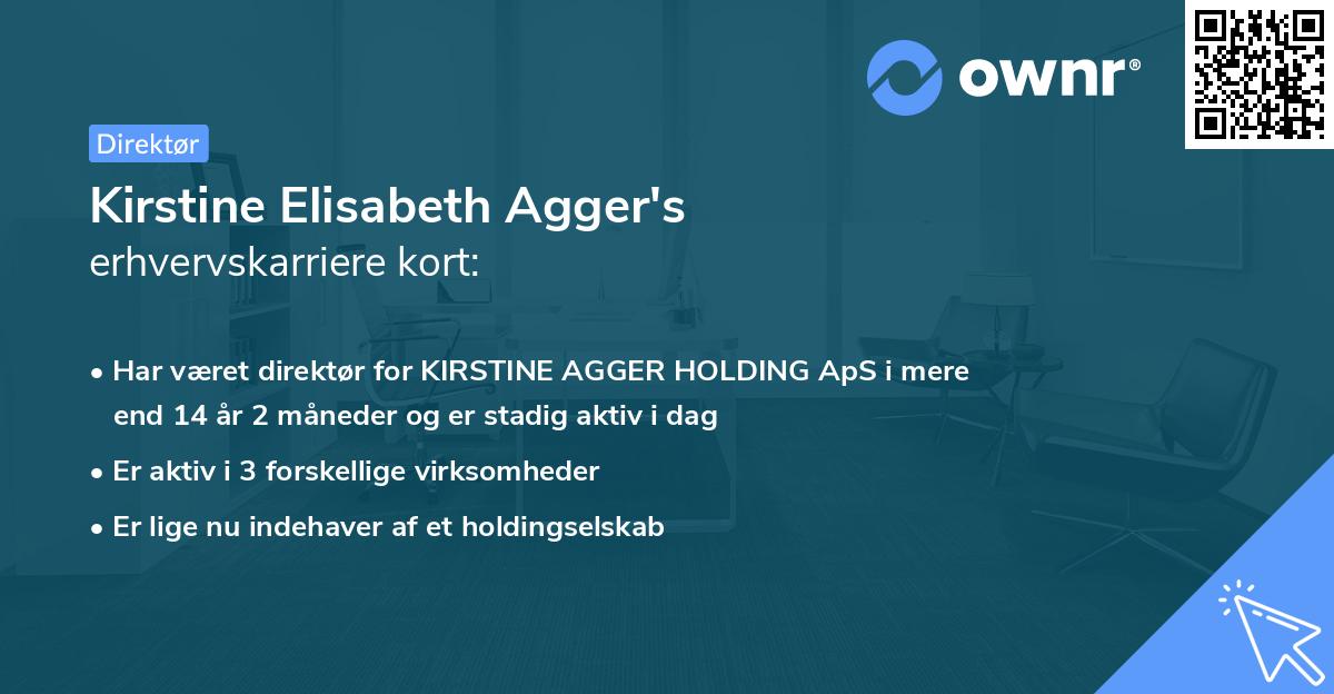 Kirstine Elisabeth Agger's erhvervskarriere kort