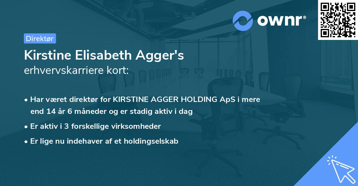 Kirstine Elisabeth Agger's erhvervskarriere kort