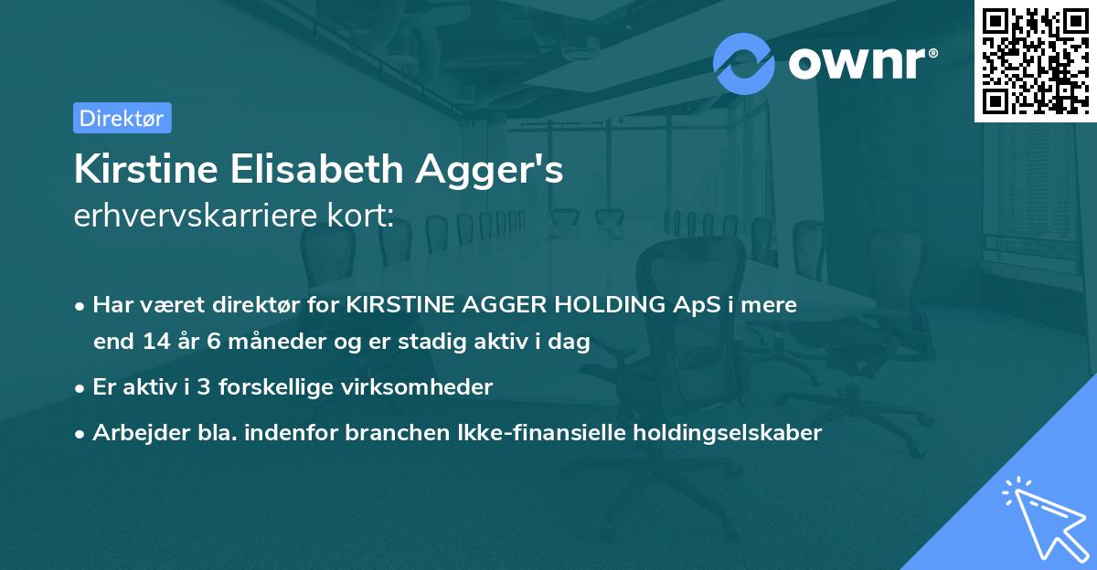 Kirstine Elisabeth Agger's erhvervskarriere kort