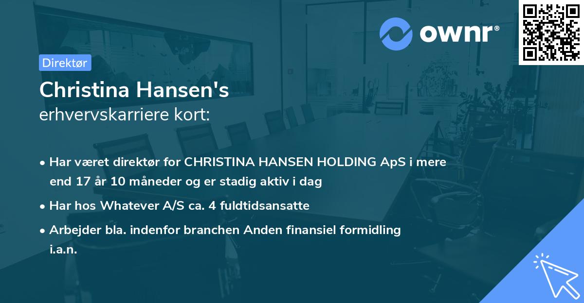 Christina Hansen's erhvervskarriere kort