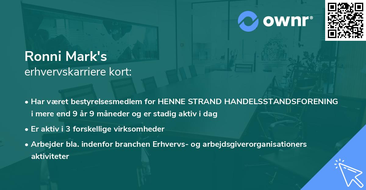 Ronni Mark's erhvervskarriere kort