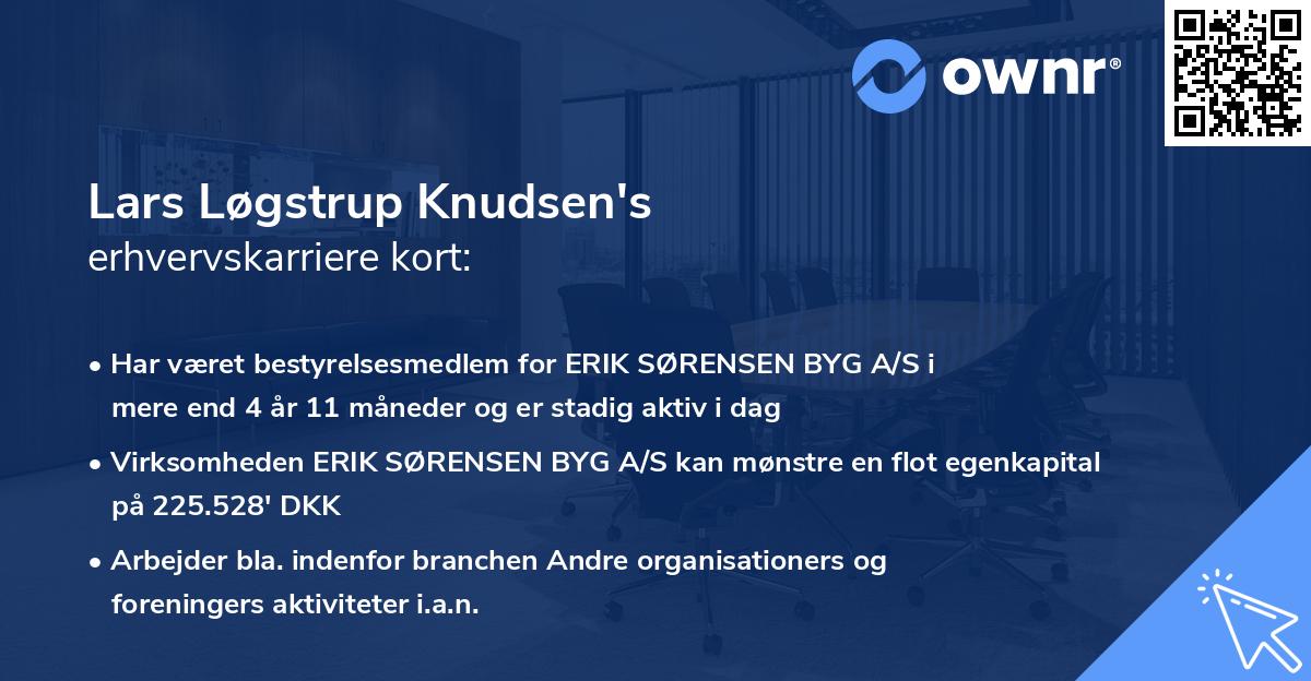 Lars Løgstrup Knudsen's erhvervskarriere kort