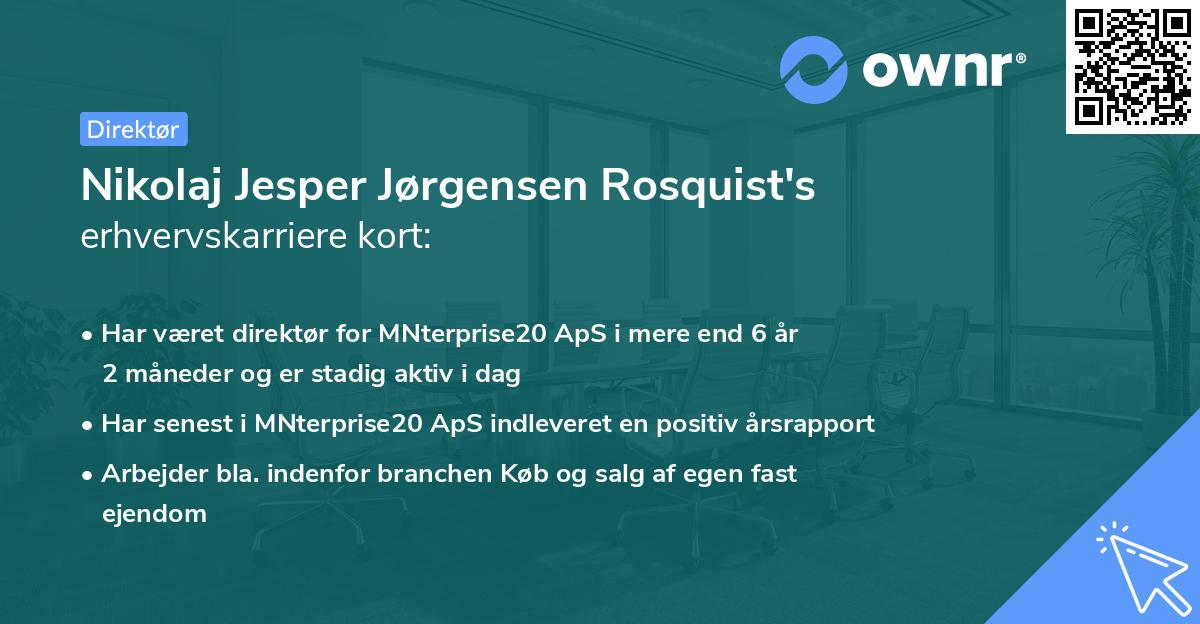 Nikolaj Jesper Jørgensen Rosquist's erhvervskarriere kort