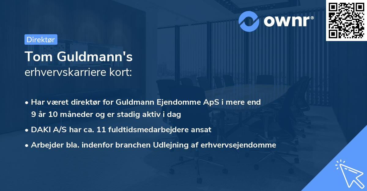 Tom Guldmann's erhvervskarriere kort