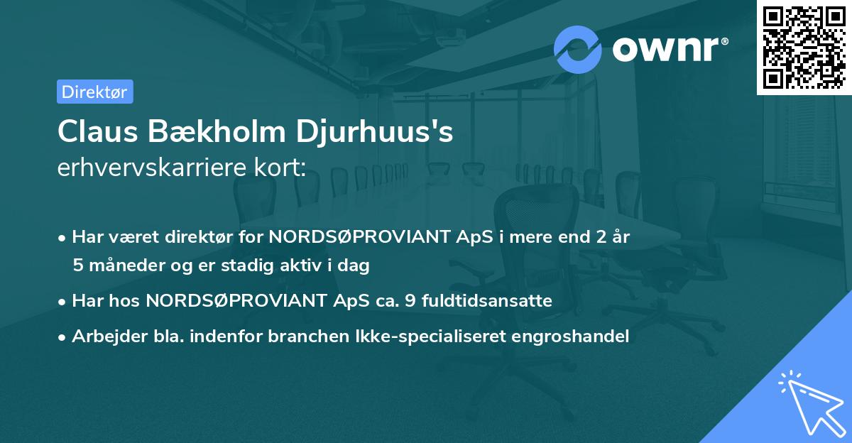 Claus Bækholm Djurhuus's erhvervskarriere kort
