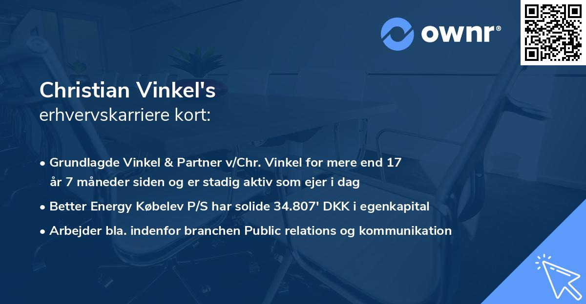 Christian Vinkel's erhvervskarriere kort