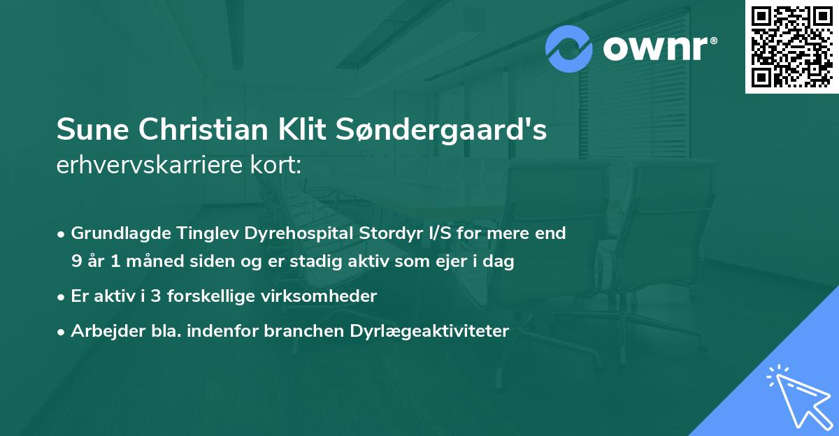 Sune Christian Klit Søndergaard's erhvervskarriere kort