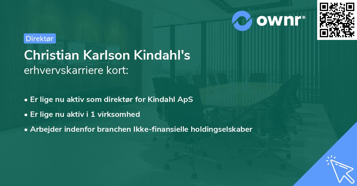 Christian Karlson Kindahl's erhvervskarriere kort