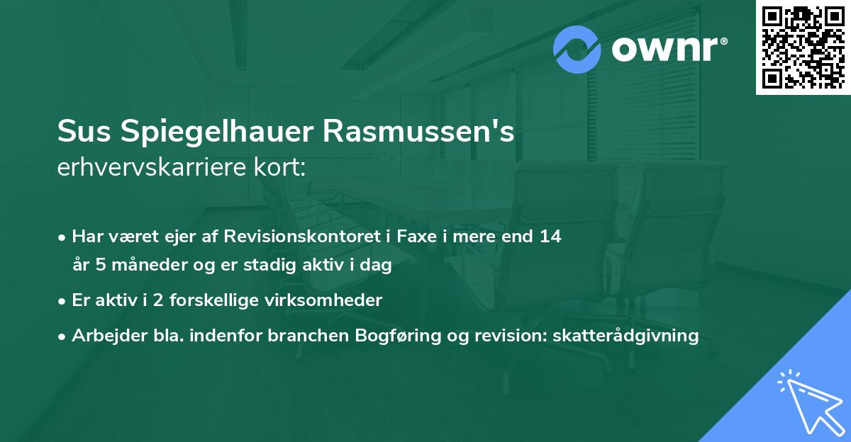 Sus Spiegelhauer Rasmussen's erhvervskarriere kort