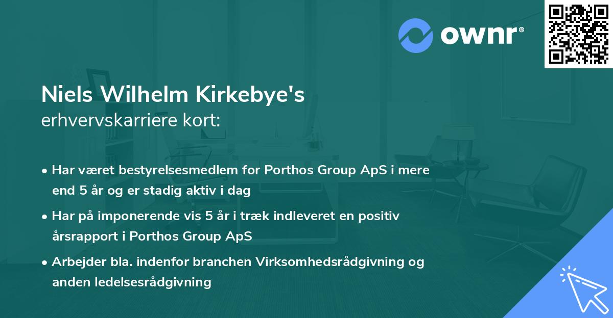 Niels Wilhelm Kirkebye's erhvervskarriere kort
