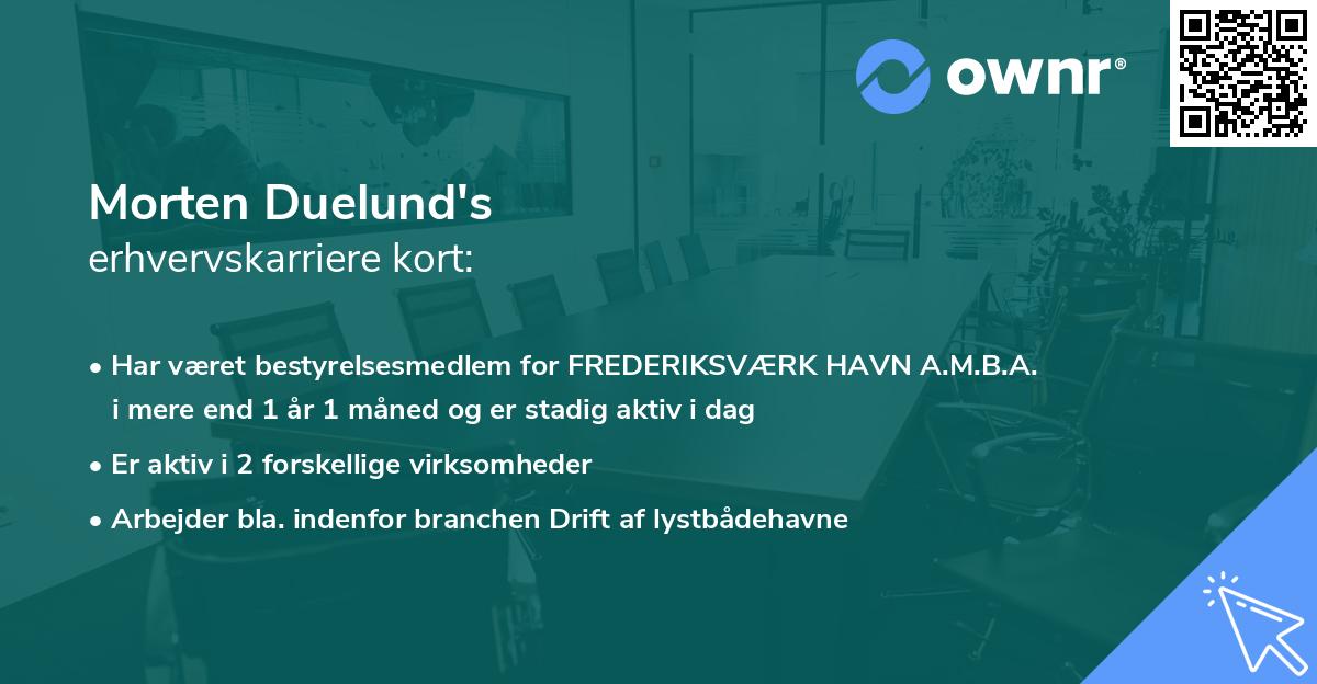 Morten Duelund's erhvervskarriere kort