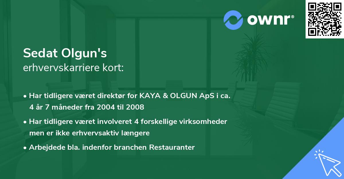 Sedat Olgun's erhvervskarriere kort