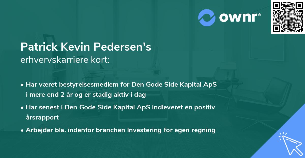 Patrick Kevin Pedersen's erhvervskarriere kort