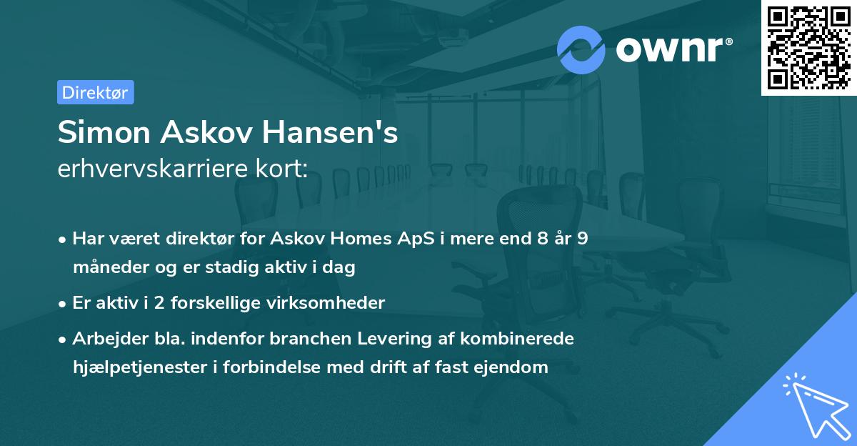 Simon Askov Hansen's erhvervskarriere kort