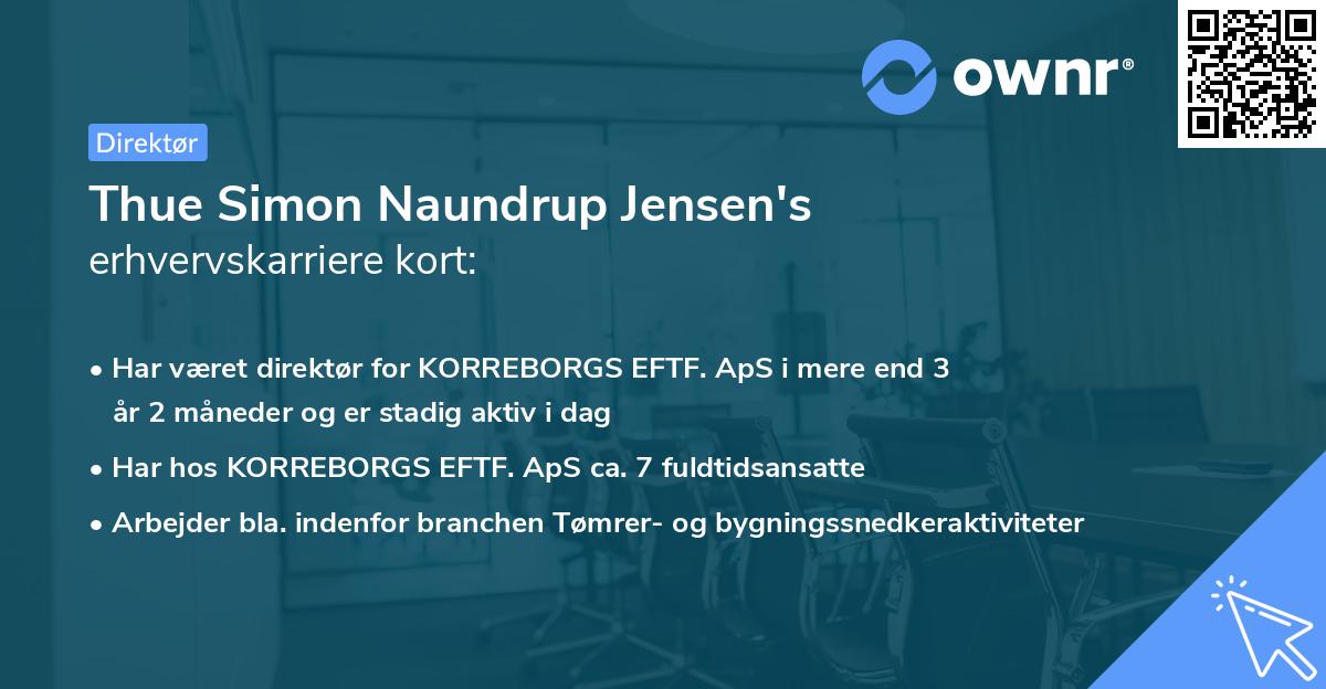 Thue Simon Naundrup Jensen's erhvervskarriere kort