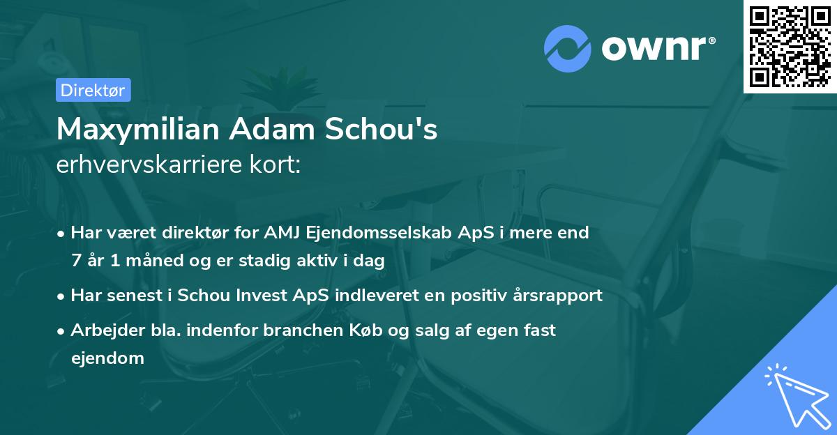 Maxymilian Adam Schou's erhvervskarriere kort
