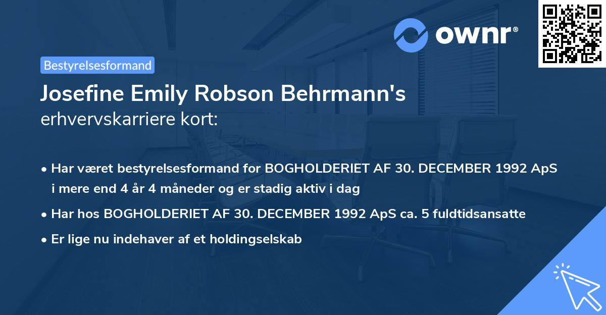 Josefine Emily Robson Behrmann's erhvervskarriere kort