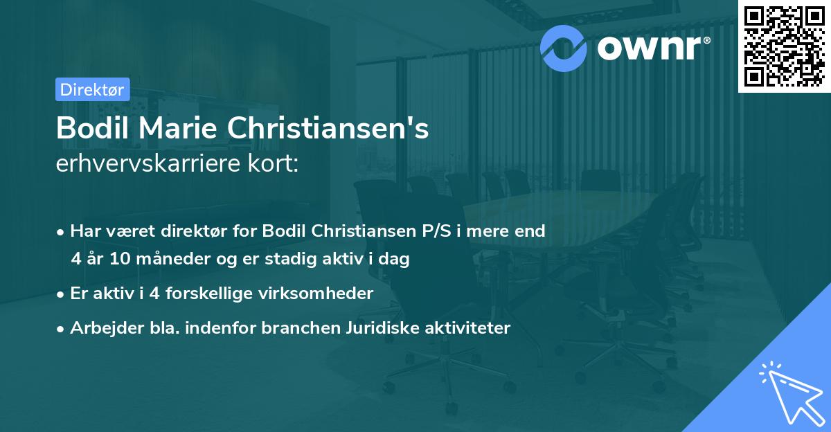 Bodil Marie Christiansen's erhvervskarriere kort