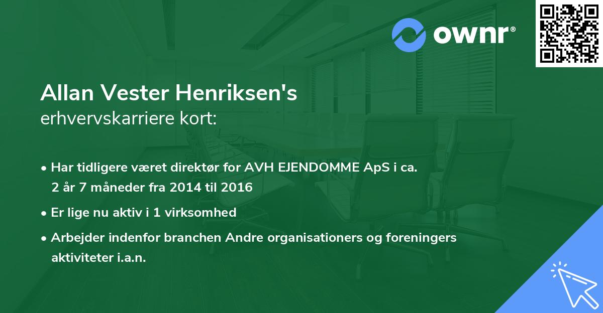 Allan Vester Henriksen's erhvervskarriere kort