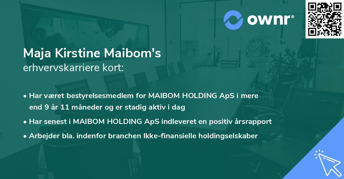 Maja Kirstine Maibom's erhvervskarriere kort