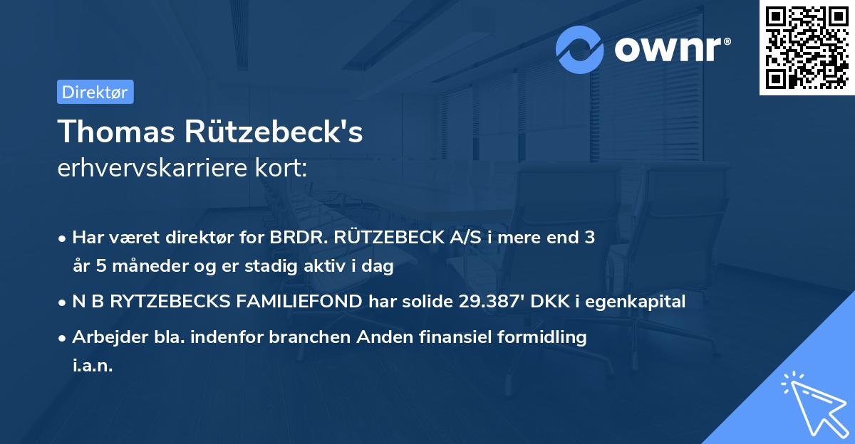 Thomas Rützebeck's erhvervskarriere kort