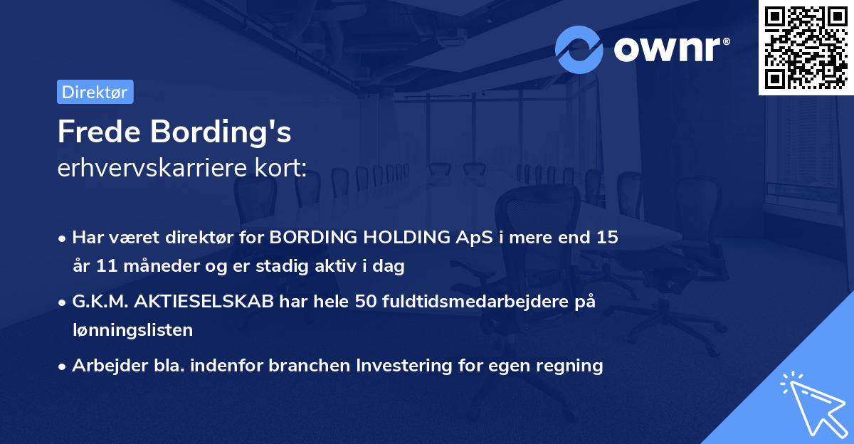 Frede Bording's erhvervskarriere kort