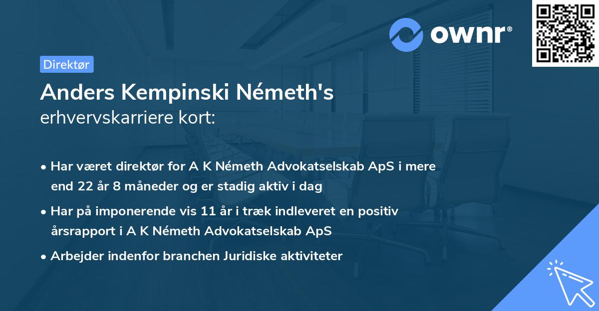 Anders Kempinski Németh's erhvervskarriere kort