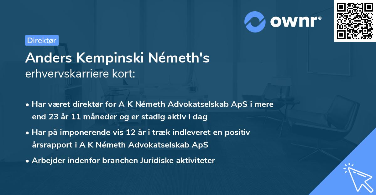 Anders Kempinski Németh's erhvervskarriere kort