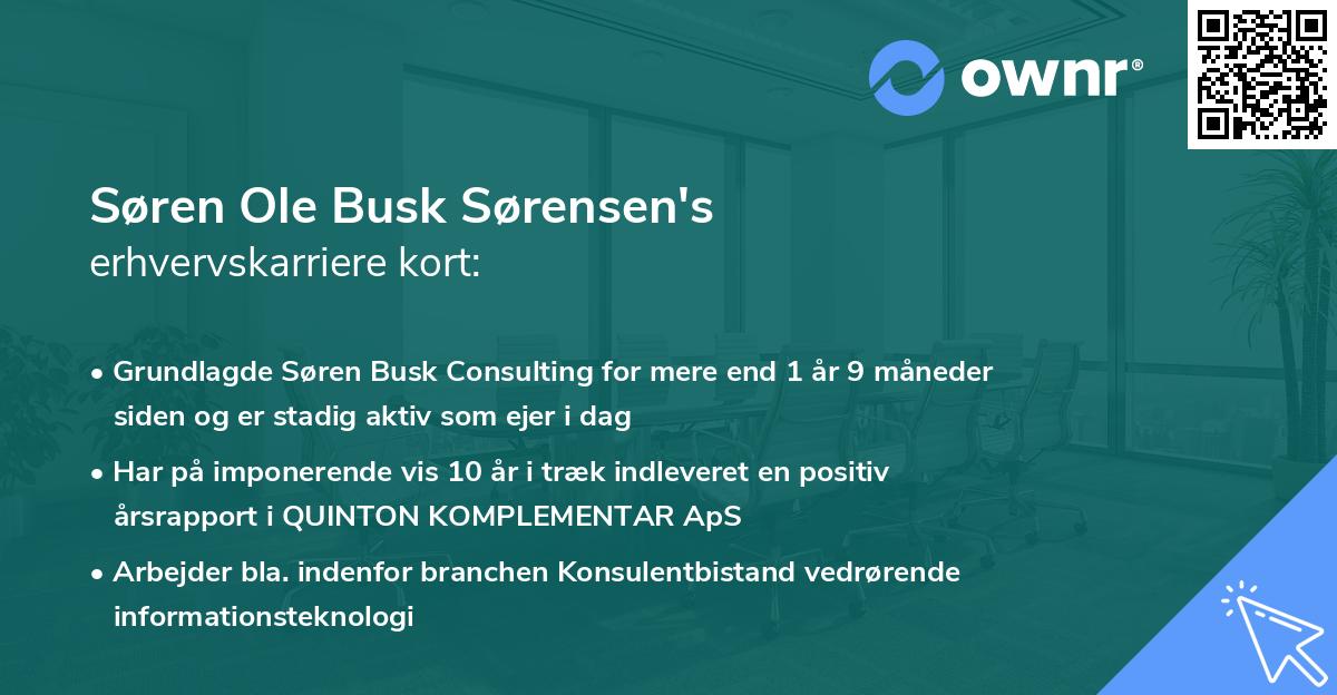 Søren Ole Busk Sørensen's erhvervskarriere kort