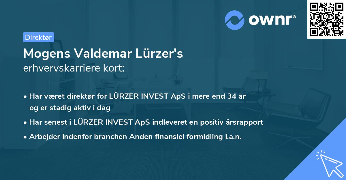 Mogens Valdemar Lürzer's erhvervskarriere kort