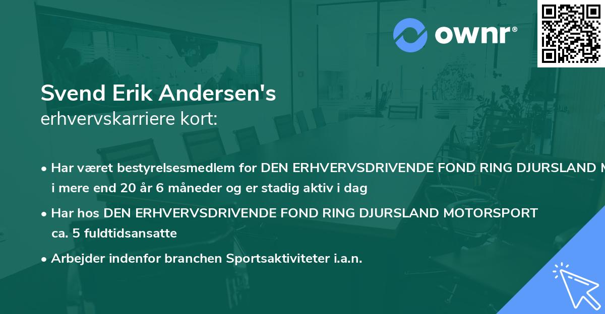 Svend Erik Andersen's erhvervskarriere kort