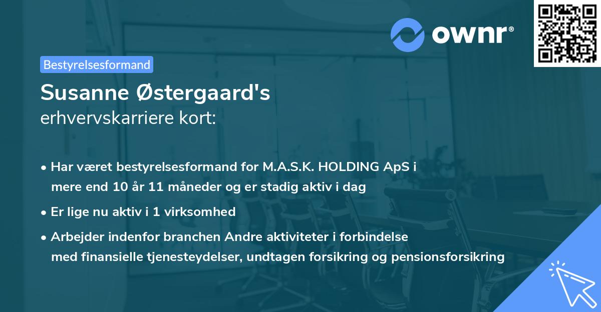 Susanne Østergaard's erhvervskarriere kort